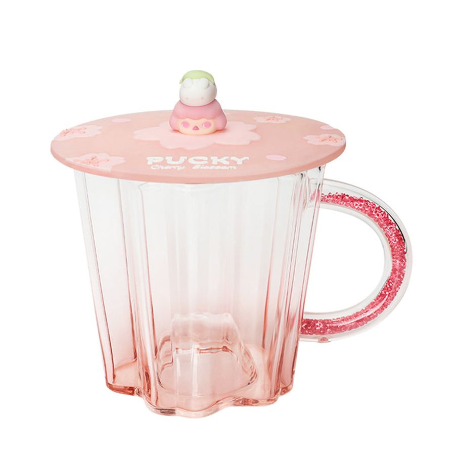 POP MART Cherry Blossom Series Glass Cup with Cover Pucky | 490527-LYH